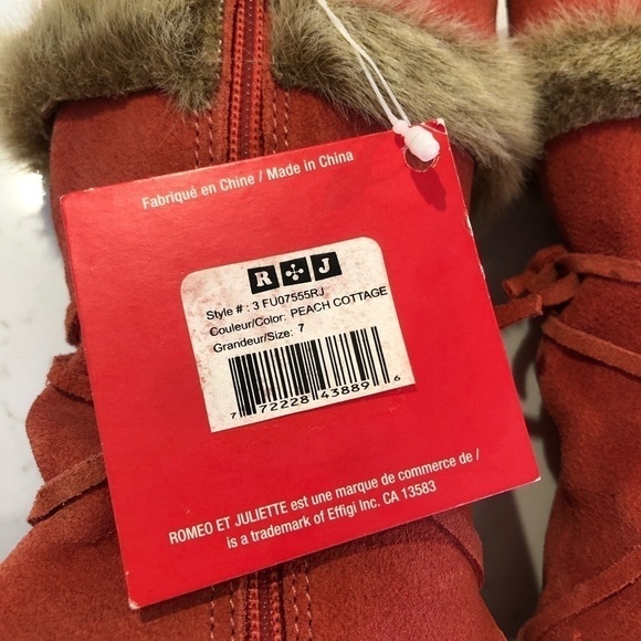 NEW Romeo Juliette Peach Cottage Leather Suede Furry Floral Embroider Tall Boots - Picture 12 of 14